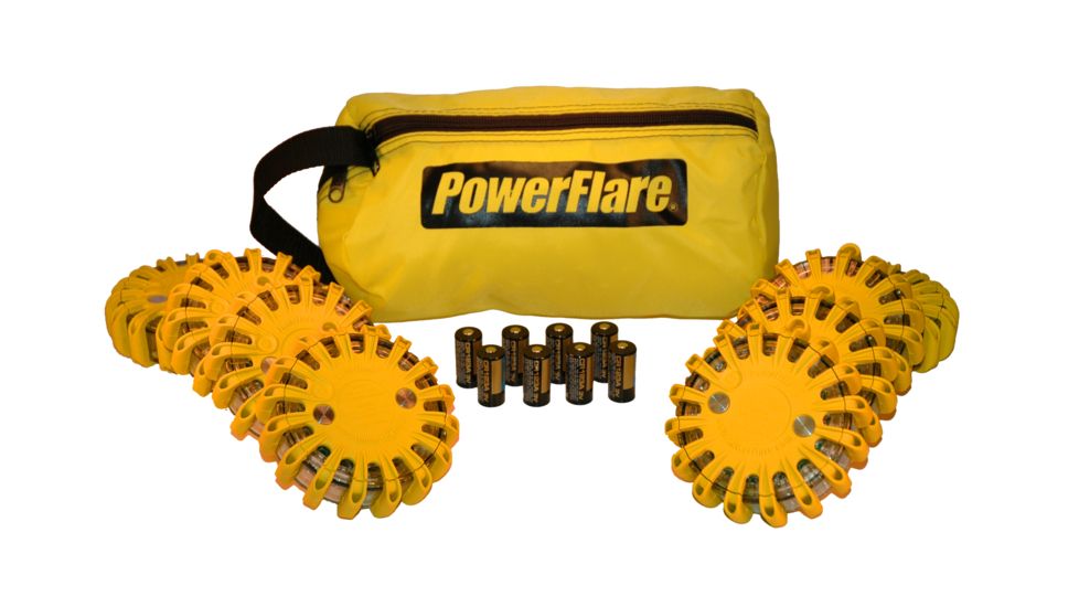 Powerflare PF-200 Softpack,  8 Safety Lights,Amber LED,Yellow Bag,8 Batteries, Orange Shell SP8Y-A-O
