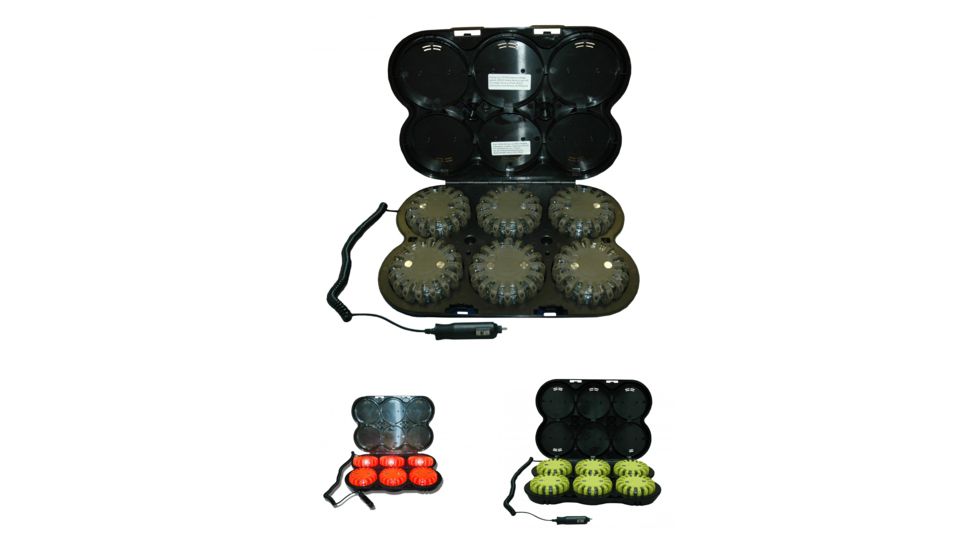 PowerFlare PF-200R Tactical Beacon IR LED Rechargeable Kit, Pack of 6 w/ Charger, Olive Drab, Orange, Yellow