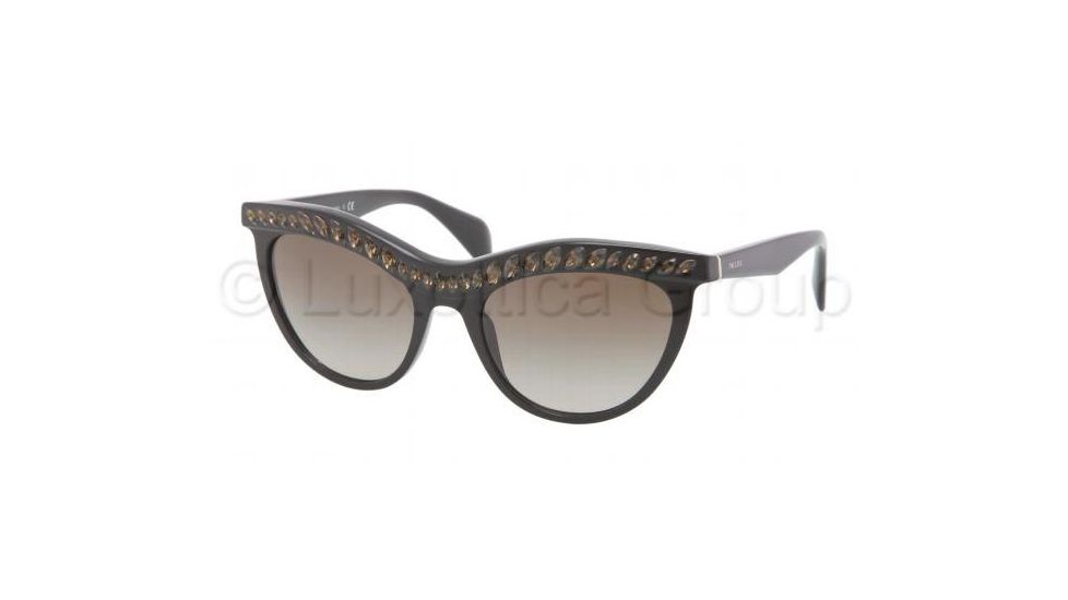 Prada PR04PS Sunglasses 1AB1X1-5419 - Black Brown Gradient Frame, Brown Gradient Lenses