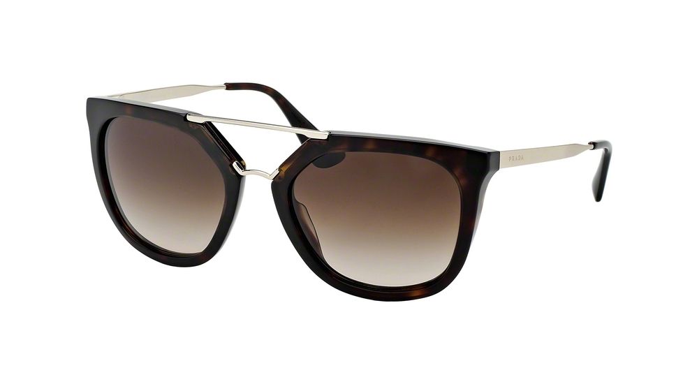Prada PR13QSA Sunglasses 2AU6S1-54 - Havana Frame, Brown Gradient Lenses