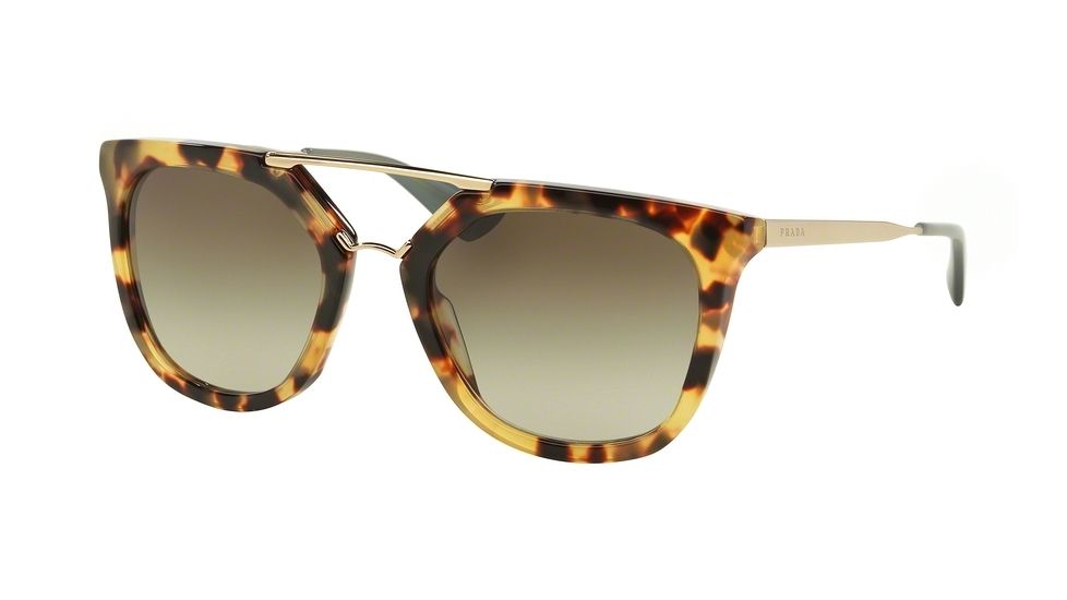 Prada PR13QSA Sunglasses 7S04M1-54 - Medium Havana Frame, Green Gradient Lenses