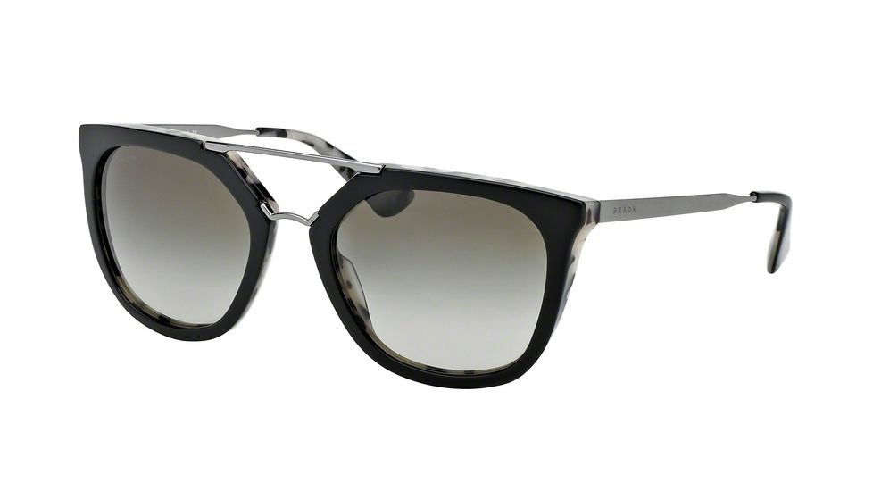 Prada PR13QSA Sunglasses ROK4M1-54 - Top Black/white Havana Frame, Green Gradient Lenses