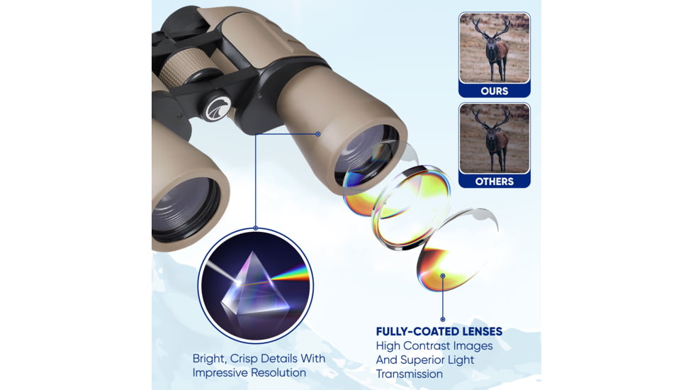 Praktica Falcon 12x50 Binoculars, Sand, UOF1250S