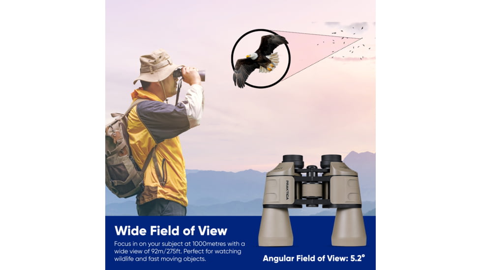 Praktica Falcon 12x50 Binoculars, Sand, UOF1250S