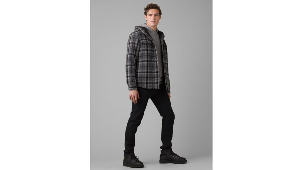 prAna Asgard Hooded Flannel Shirt, Charcoal, XLarge, 1964511-020-ST-XL