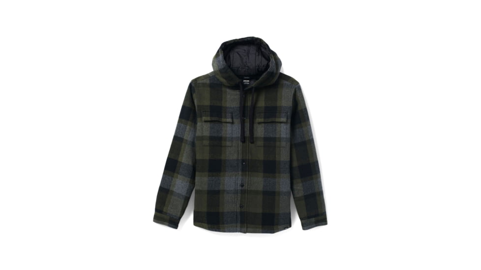prAna Asgard Hooded Flannel Shirt - Mens, Black, Large, 1964511-001-ST-L