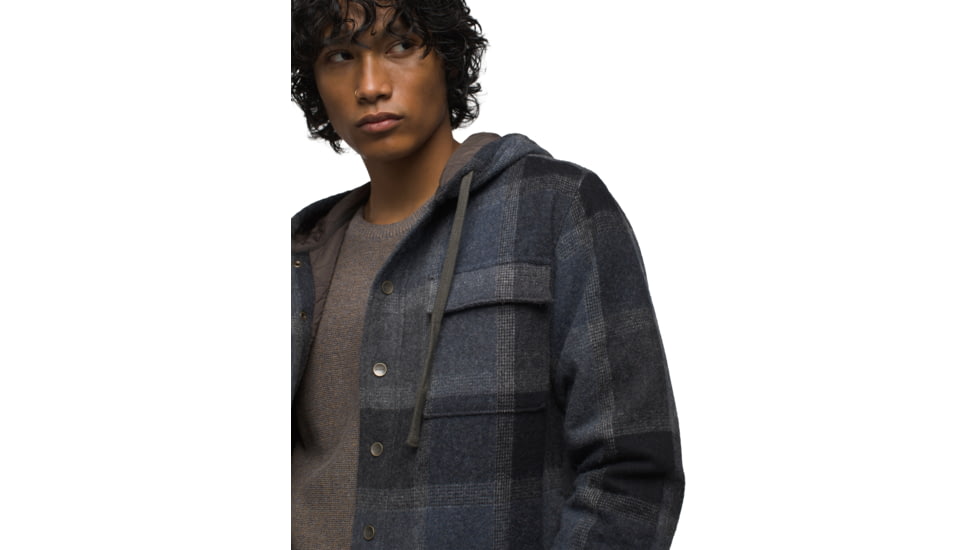 prAna Asgard Hooded Flannel Shirt - Mens, Charcoal, Medium, 1973731-020-M