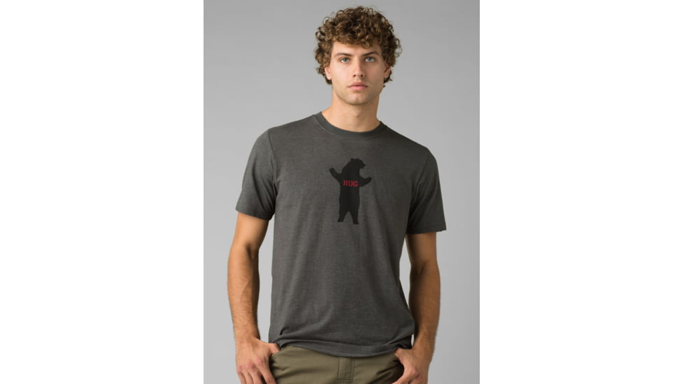 prAna Bear Squeeze Journeyman 2 T-Shirt, Charcoal Heather, Large, 1966821-001-ST-L