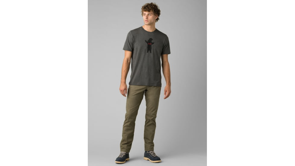 prAna Bear Squeeze Journeyman 2 T-Shirt, Charcoal Heather, Large, 1966821-001-ST-L