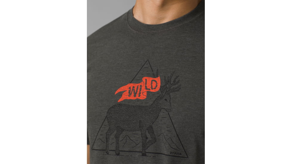 prAna Buck Wild Journeyman 2 T-Shirt, Charcoal Heather, Small, 1966771-001-ST-S