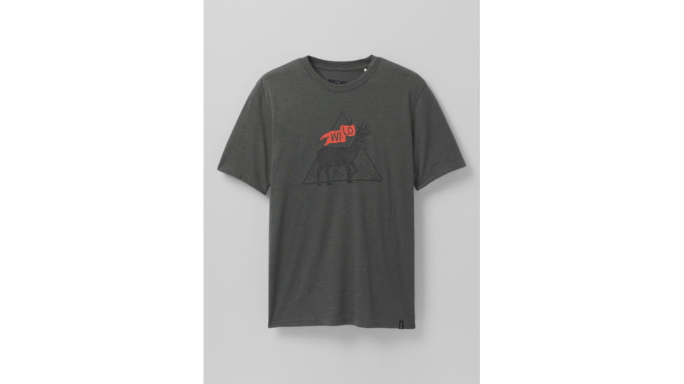 prAna Buck Wild Journeyman 2 T-Shirt, Charcoal Heather, Small, 1966771-001-ST-S