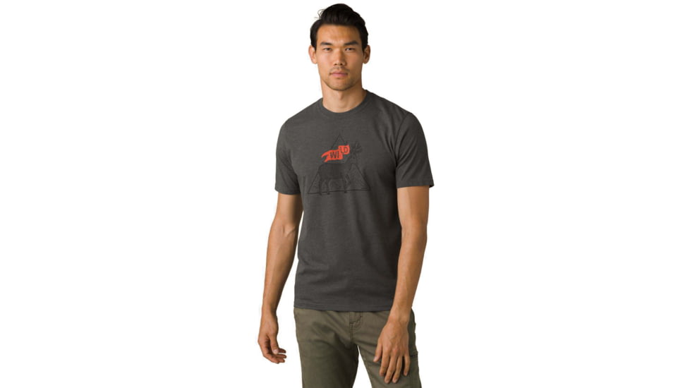 prAna Buck Wild Journeyman 2 T-Shirt, Charcoal Heather, Small, 1966771-001-ST-S