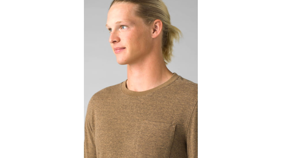 prAna Cardiff Long Sleeve Pocket T-Shirt - Men's, Large, Bed Rock Heather, 1967971-250-SL-L