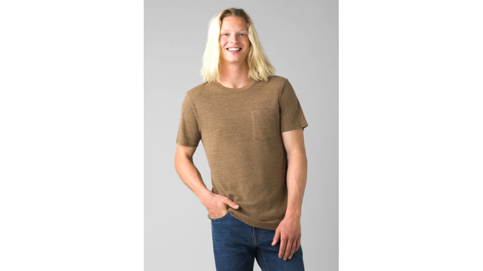 prAna Cardiff Short Sleeve Pocket T-Shirt - Men's, Large, Bed Rock Heather, 1969891-250-SL-L