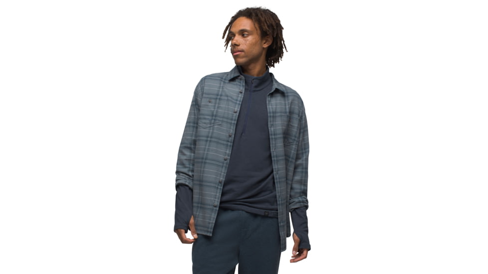 prAna Dolberg Flannel Shirt - Mens, Weathered Blue, Extra Large, 1964361-403-XL