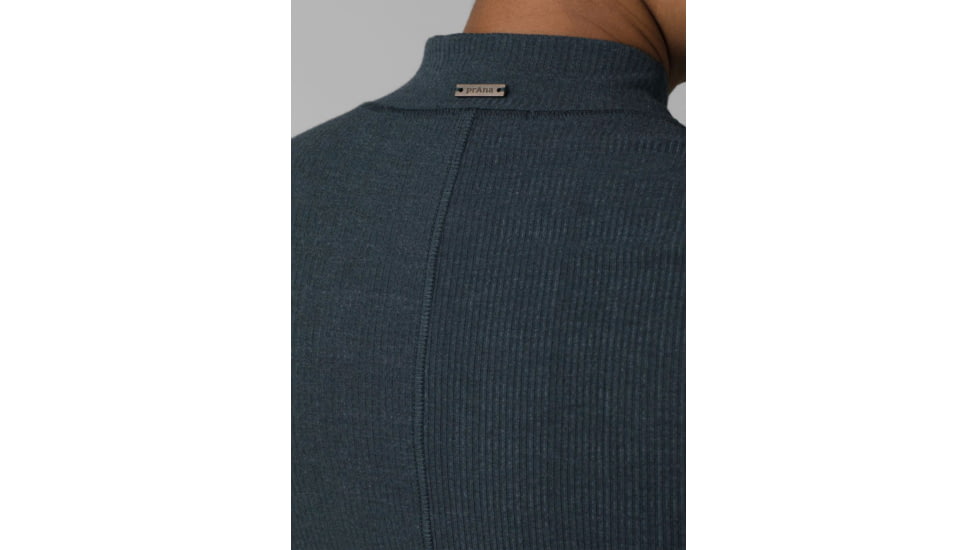 prAna Foundation Rib Mock Neck - Women's, Small, Grey Blue Heather, 1967251-400-S