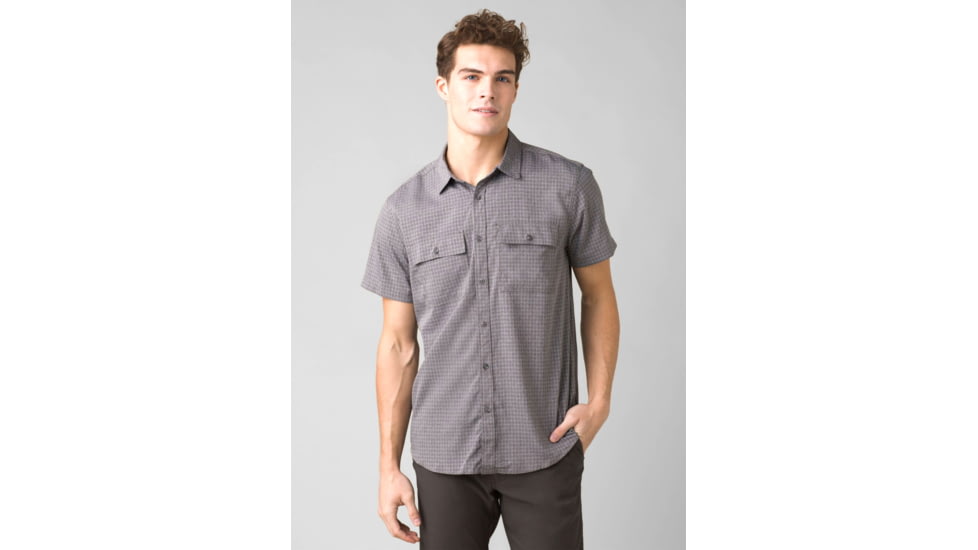 prAna Garvan Short Sleeve Shirt - Men's, Medium, Charcoal, 1965641-020-ST-M