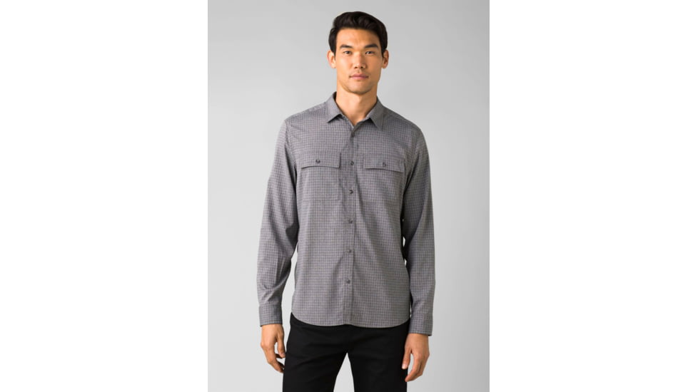 prAna Garvan Long Sleeve Shirt - Mens, Charcoal, Extra Large, 1965681-020-ST-XL