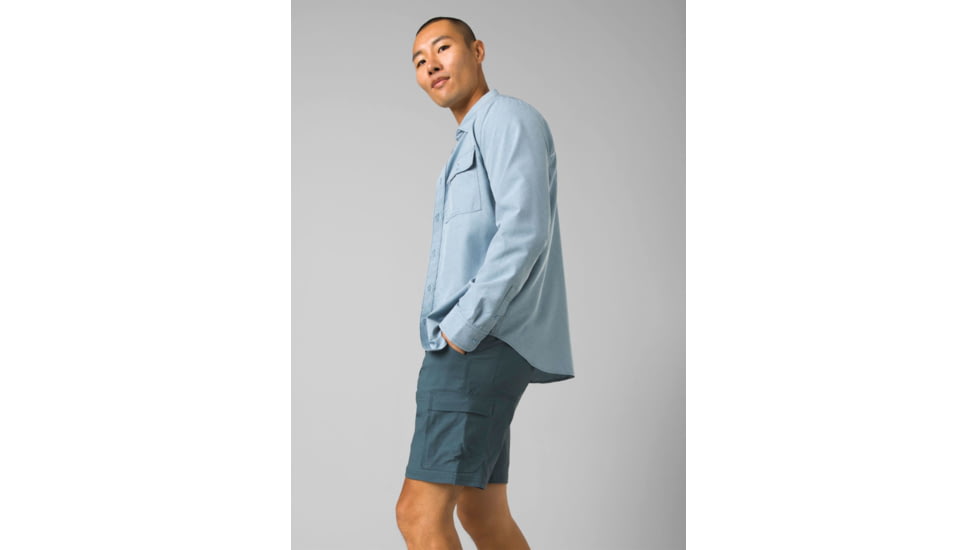 prAna Lost Sol Long Sleeve Shirts - Mens, Chambray Heather, Medium, 1972361-401-SL-M