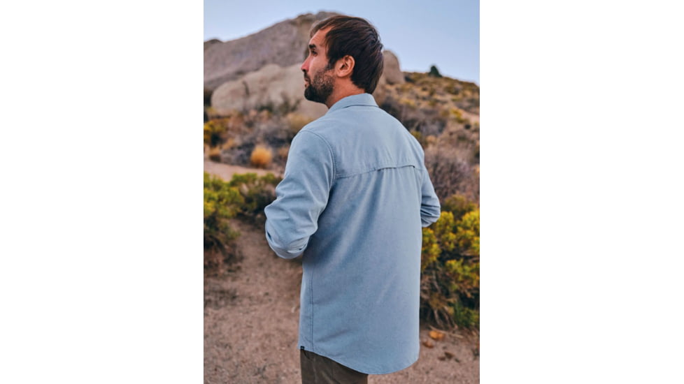 prAna Lost Sol Long Sleeve Shirts - Mens, Chambray Heather, Medium, 1972361-401-SL-M
