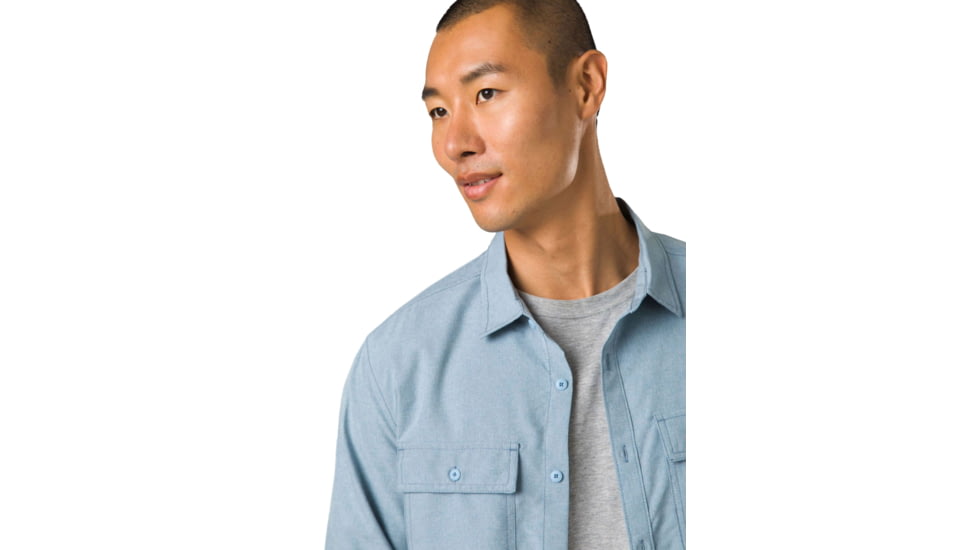 prAna Lost Sol Long Sleeve Shirts - Mens, Chambray Heather, S, 1972361-401-SL-S