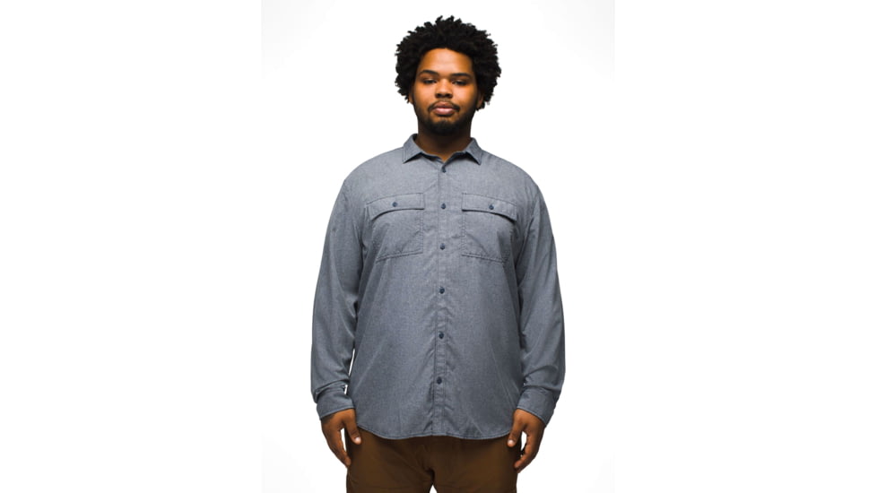 prAna Lost Sol Long Sleeve Shirts - Mens, Nautical Heather, L, 1972361-400-SL-L