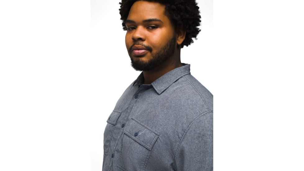 prAna Lost Sol Long Sleeve Shirts - Mens, Nautical Heather, L, 1972361-400-SL-L