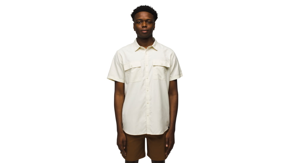 prAna Lost Sol Short Sleeve Shirt Slim Fit - Mens, Chalk, XL, 1972351-101-SL-XL