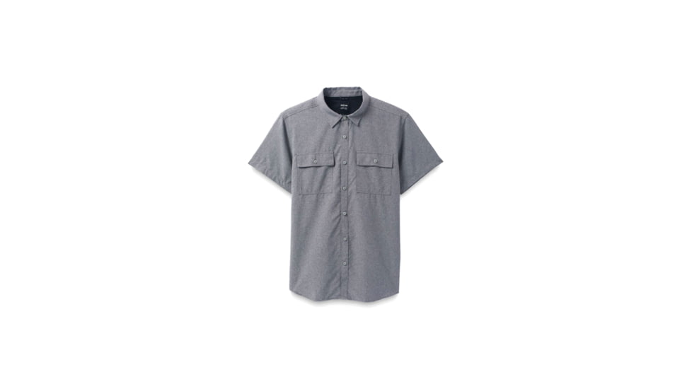 prAna Lost Sol Short Sleeve Shirt Slim Fit - Mens, Heather Grey, L, 1972351-020-SL-L