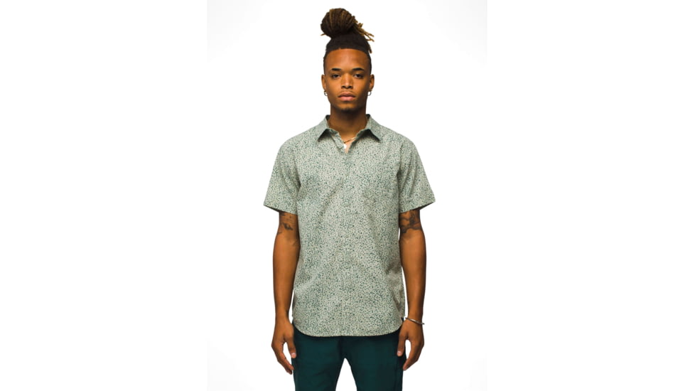 prAna Stimmersee Shirt Standard Fit - Mens, Juniper Green Sharkstooth, XL, 1970111-300-ST-XL