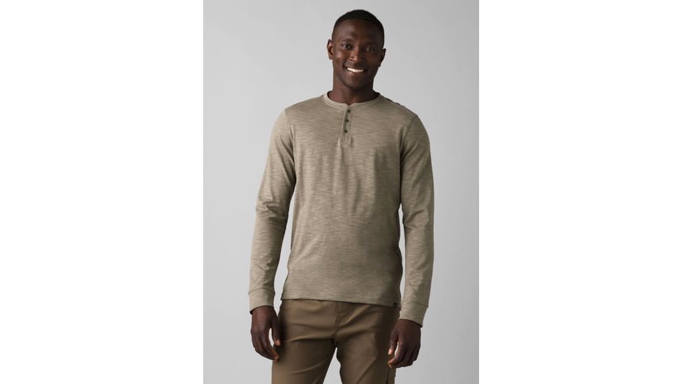 prAna Ronnie Henley II Top - Men's, Large, Rye Green Heather, 1968041-300-ST-L