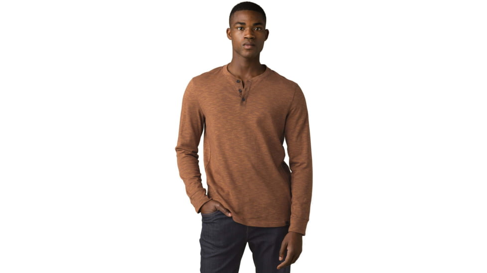 prAna Ronnie Henley Shirt, Walnut, Small, M23190583-WAL-S