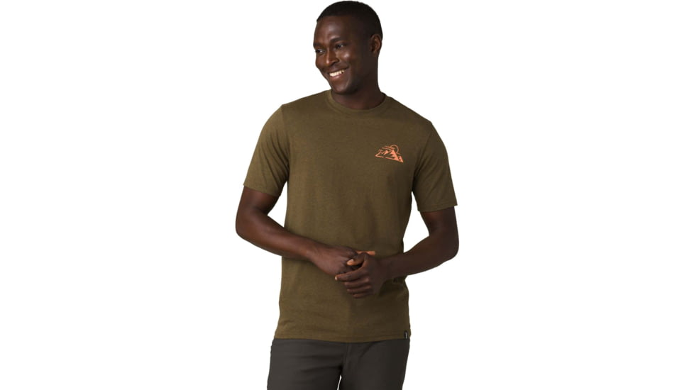 prAna Spire Heights T-Shirt, Peat Heather, Small, 1966681-300-SL-S