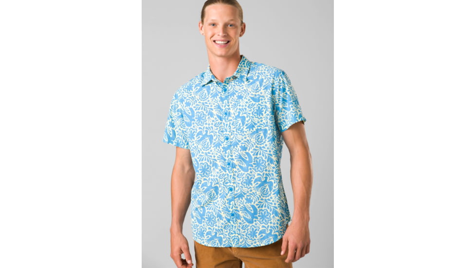 prAna Stimmersee Shirt - Mens, Clear Sky Flora Fauna, Extra Large, 1970111-401-ST-XL