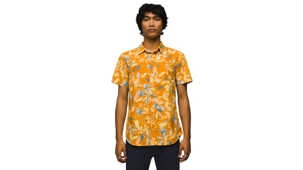 prAna Stimmersee Shirt Standard Fit - Mens, Ochre Star Floral, XXL, 1970111-800-ST-XXL