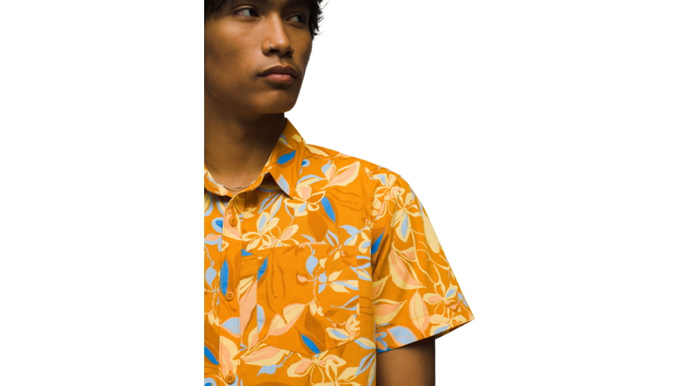 prAna Stimmersee Shirt Standard Fit - Mens, Ochre Star Floral, XXL, 1970111-800-ST-XXL