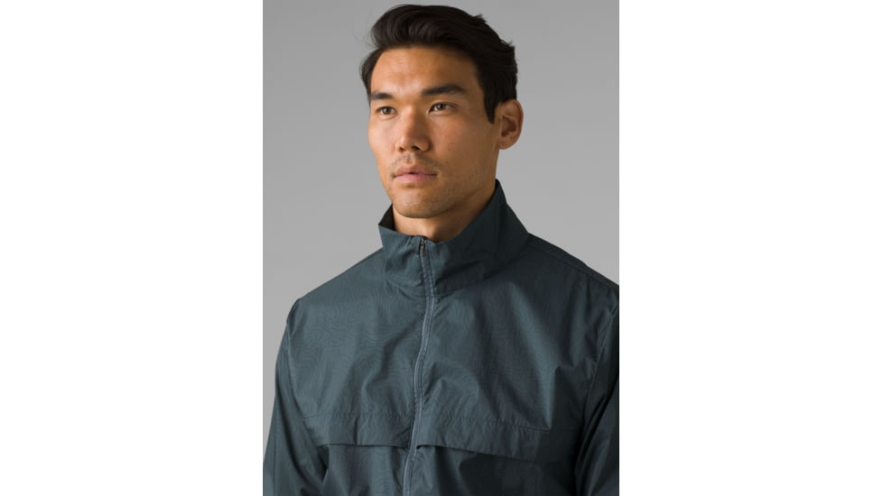 prAna Transit Range Windbreaker Jacket -Mens, Grey Blue Topo, M, 1967801-020-M