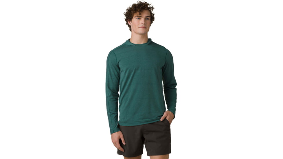 prAna Watchtower Long Sleeve Hoodie - Mens, Deep Pine, L, 1963831-300-ST-L