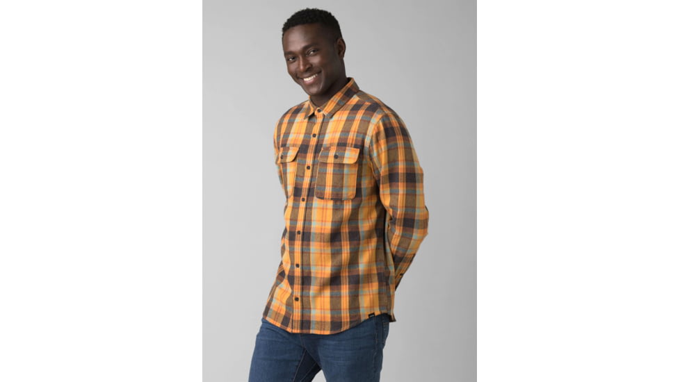 prAna Westbrook Flannel Shirt - Men's, Large, Sunray, 1964401-700-ST-L