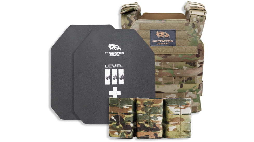 Predator Armor Level III+ Loaded Bundle, Multi-cam, 16x12, BDL-3+KWLBDL-MC