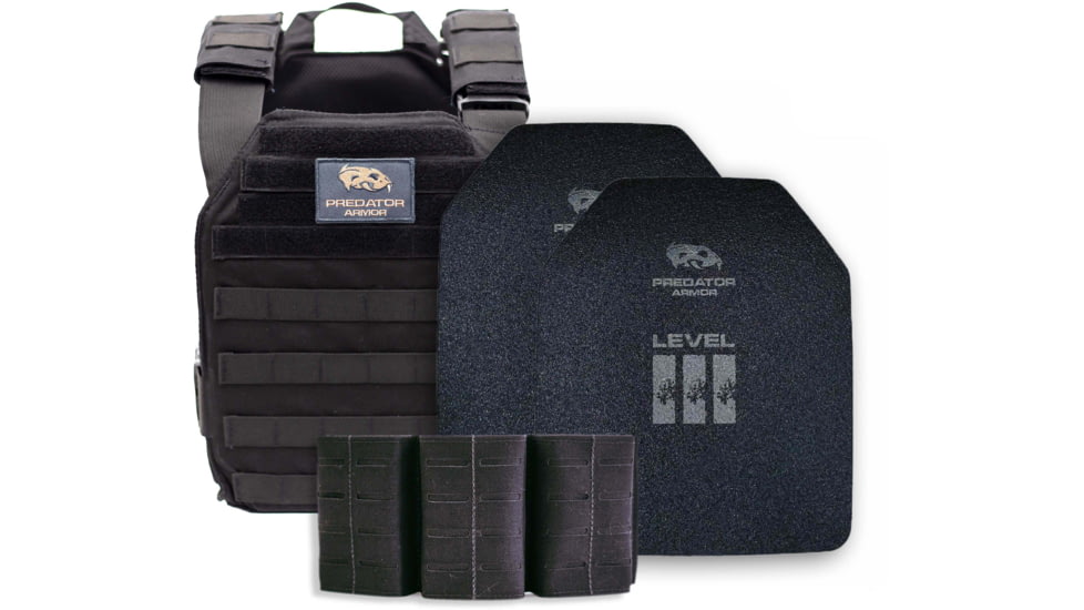 Predator Armor Polyethylene Level III Loaded Bundle, Black, 16x12, BDL-3PLYLBDL-BK