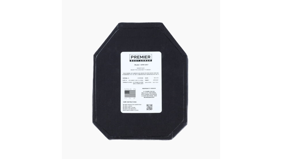Premier Body Armor Stratis Level IV Enhanced Plate Carriers, Multi Curve, Shooters Cut, Black/PBA Decal, 10x12 inch, STR-9264
