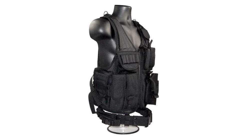Sniper Tactical Multi Function Molle Plate Vest with Carrier for Bullet Clips/Bullets with Pouch, Black, ASVT01-B