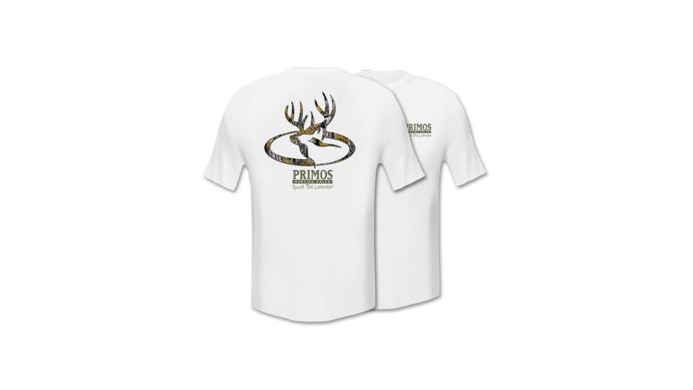 Primos Hunting Camo Oval Deer Short Sleeve Shirt - White, Extra Large 53507