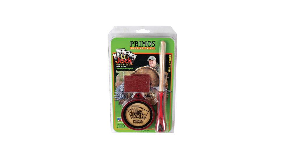 Primos Lil' Jack Friction Turkey Call Wooden Pot With High Frequency Glass Surface and Laminate Striker 261