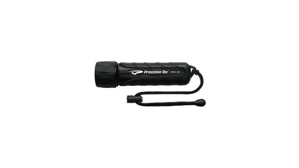 Princeton Tec Tec 40 Incandescent Handheld Halogen Diving Flashlight, Overmold Black, T40-OM-BK