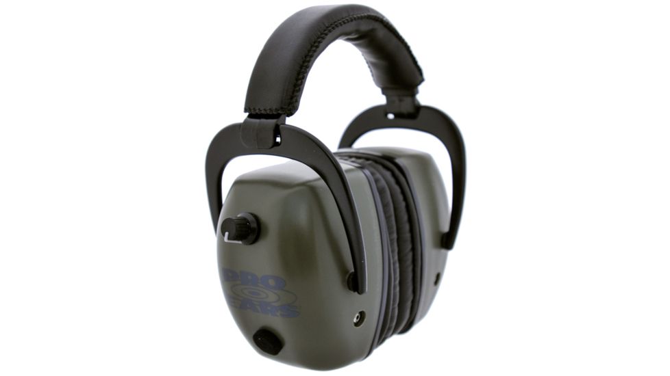 Pro Ears Pro Tac Mag Gold NRR 30 Hearing Protection Earmuffs, Green w/Lithium Batteries