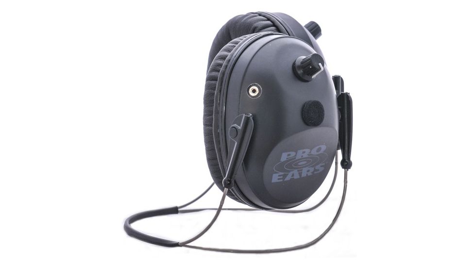 Pro-Ears Pro Tac Plus Gold Low Profile NRR 26 Earmuffs, Black, Behind Head w/ Lithium Batteries