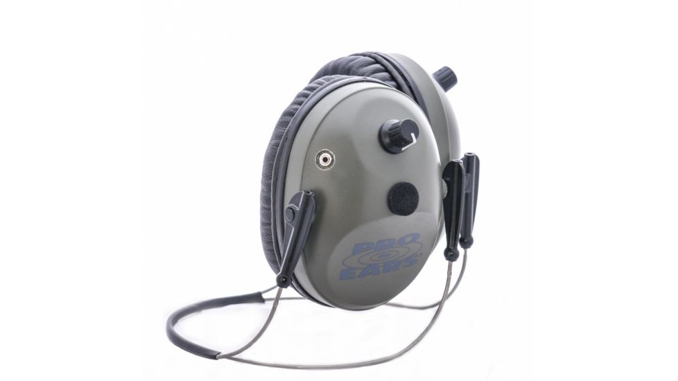 Pro Ears Pro Tac Plus Gold Low Profile NRR 26 Earmuffs, Green, Behind the Head w/ Lithium Batteries