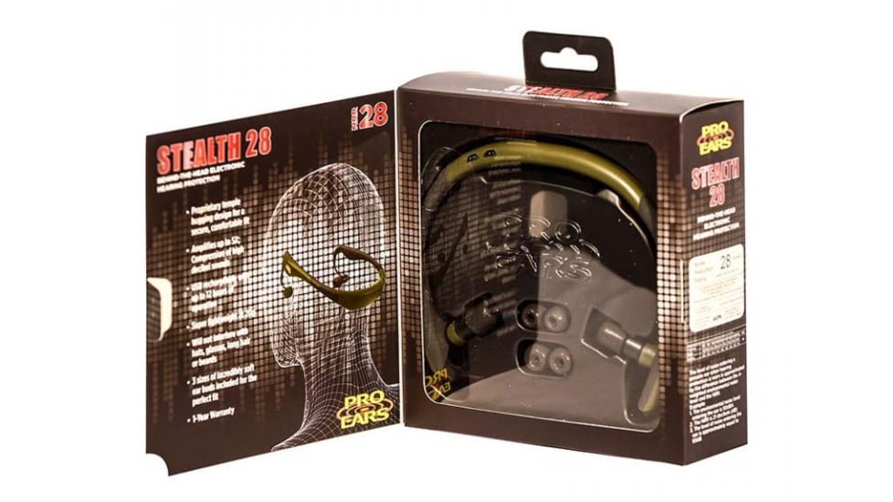 Pro Ears Stealth 28 Hearing Protection, Green, PEEBGRN